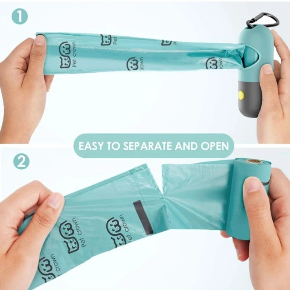Dog Poop Bag Dispenser LED Light Flashlight Pet Portable Garbage Waste Holder